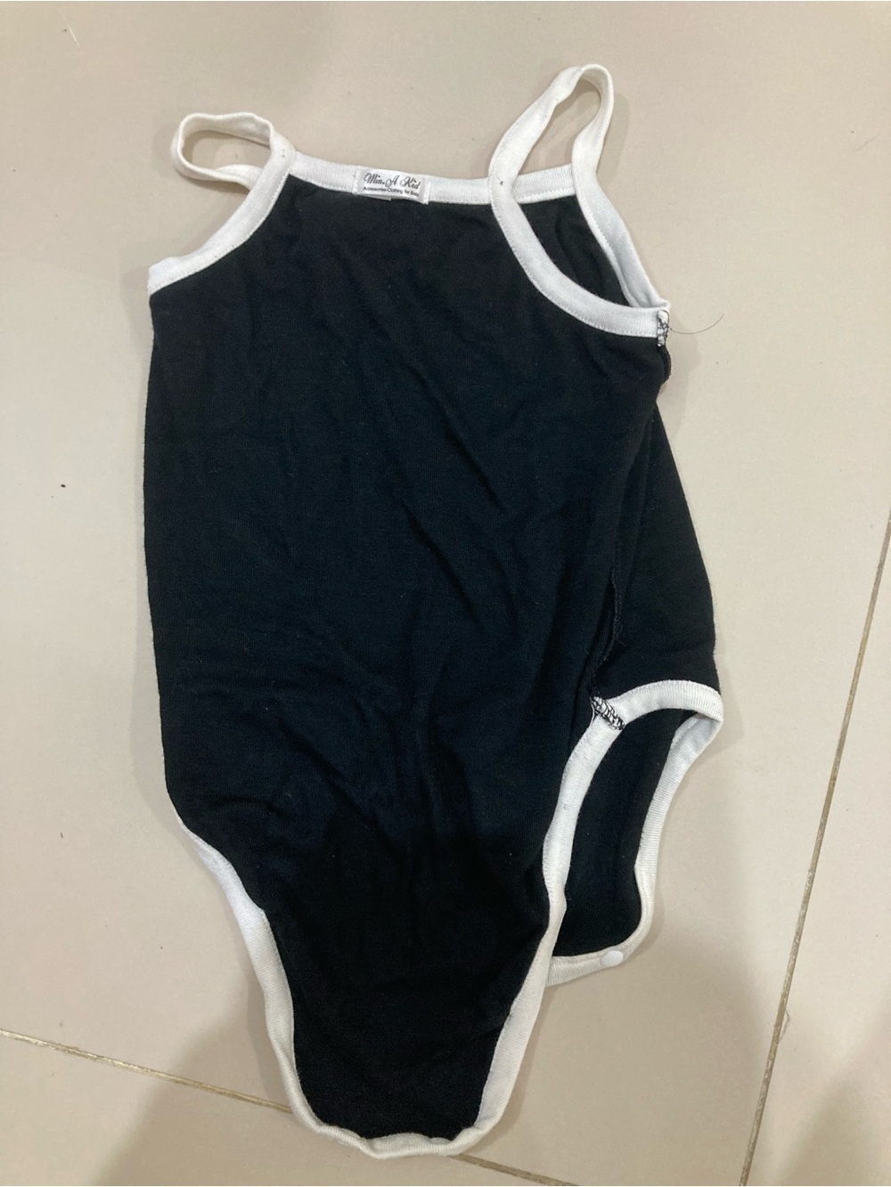 Classic Black & White Trim Kids One-Piece Swimsuit
